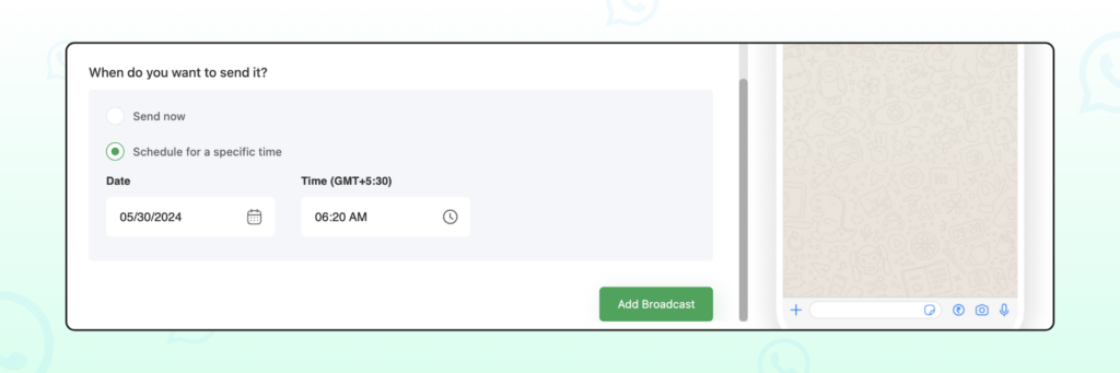 Screenshot showing how you can schedule a message for a specific time